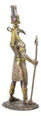 Bronzed Egyptian God Of Technology Ibis Headed Thoth Holding Was And Ankh Statue