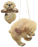 Lifelike Yellow Labrador Puppy Macrame Branch Hanger 5"Tall With Jute Strings