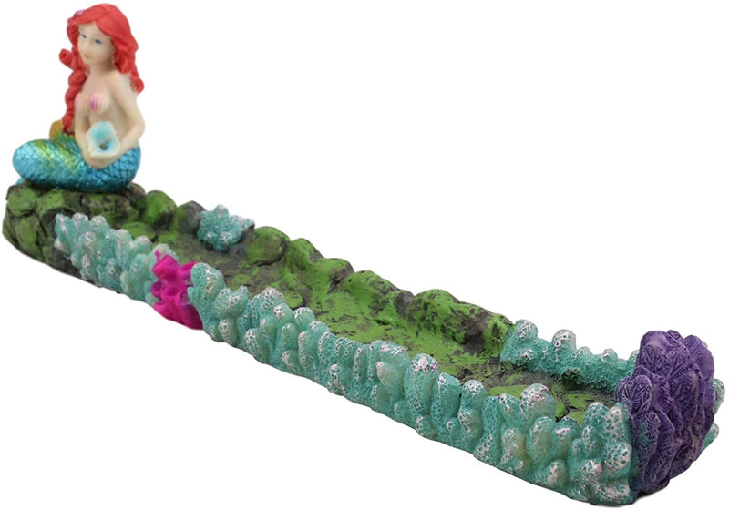 Ebros Ocean Mermaid Ariel Sitting by Sea Floor Kelp and Corals Incense Burner