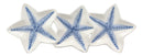 Nautical Blue 3 Starfish Sea Stars Ceramic Appetizer Dessert Plate Platter 16.5"