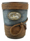 Rustic Western Cowboy Ropes Horse Concho W/ Denim Finish Waste Basket Trash Bin