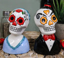 Mexican Couple Wedding Sugar Skulls Day Of The Dead Ceramic Salt Pepper Shakers