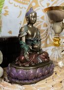 Ebros Akshobhya Bhaiṣajyaguru Medicine Buddha of Healing and Purity Meditating Figurine in Faux Bronze Patina for Home Altar Zen Decoration Eastern Enlightenment Amitabha Buddhist Statue Feng Shui