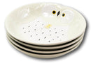 Pack Of 4 White Whimsical Owl Ceramic Salad Entree Deep Plates Or Shallow Bowls