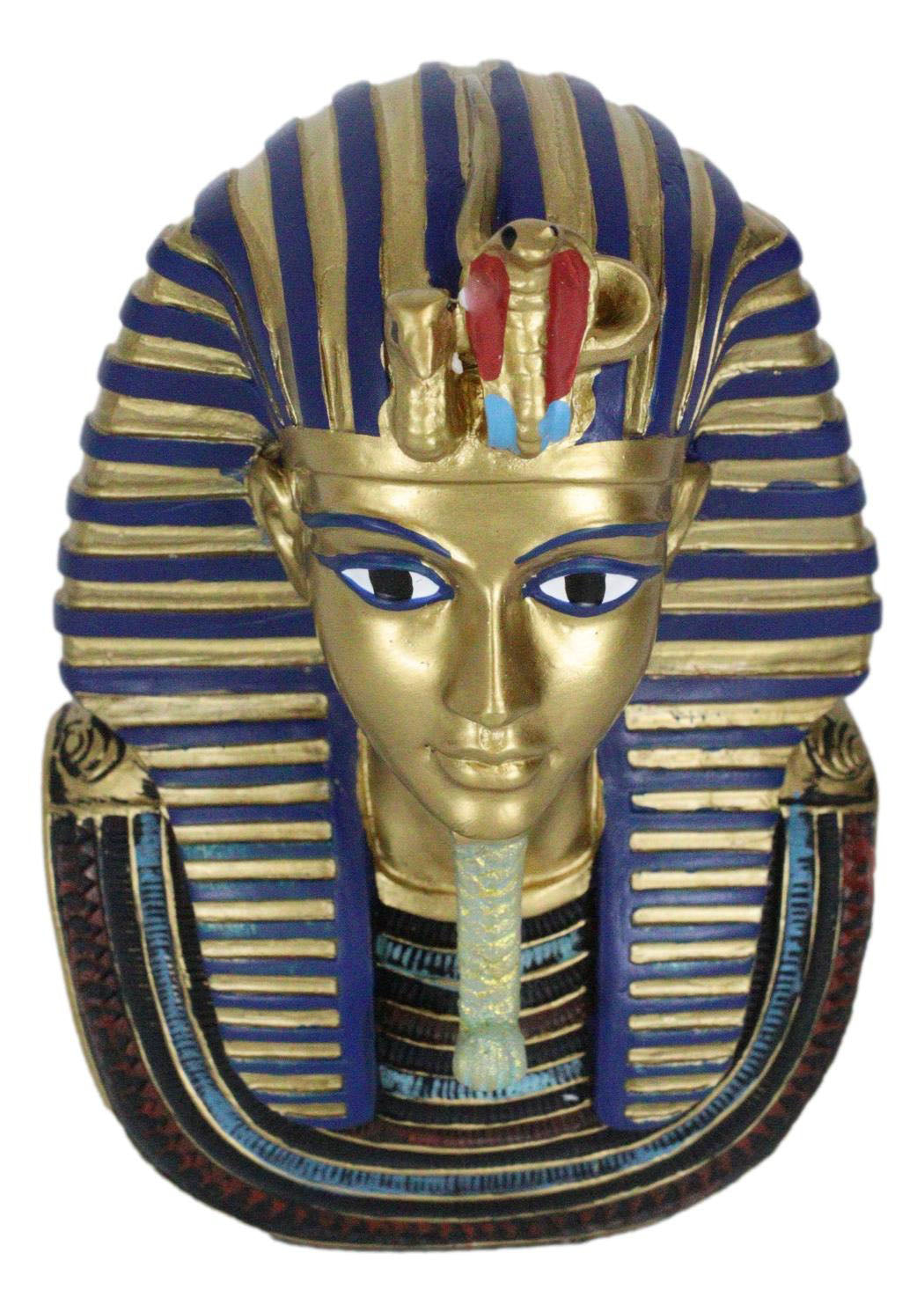 Ebros Golden Cobra Mask of Pharaoh Egyptian King Tut Bust 4.25"H Figurine