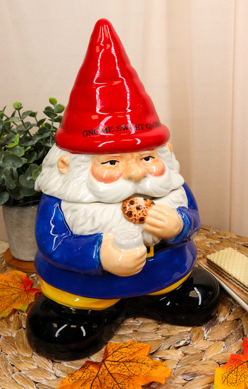 Ebros Whimsical Sweet Tooth Gnome Ceramic Cookie Jar With Air Tight Lid 9.75"Tall Decorative Kitchen As Decor Storage For Dry Baking Ingredients Goods Knick Knacks - Ebros Gift