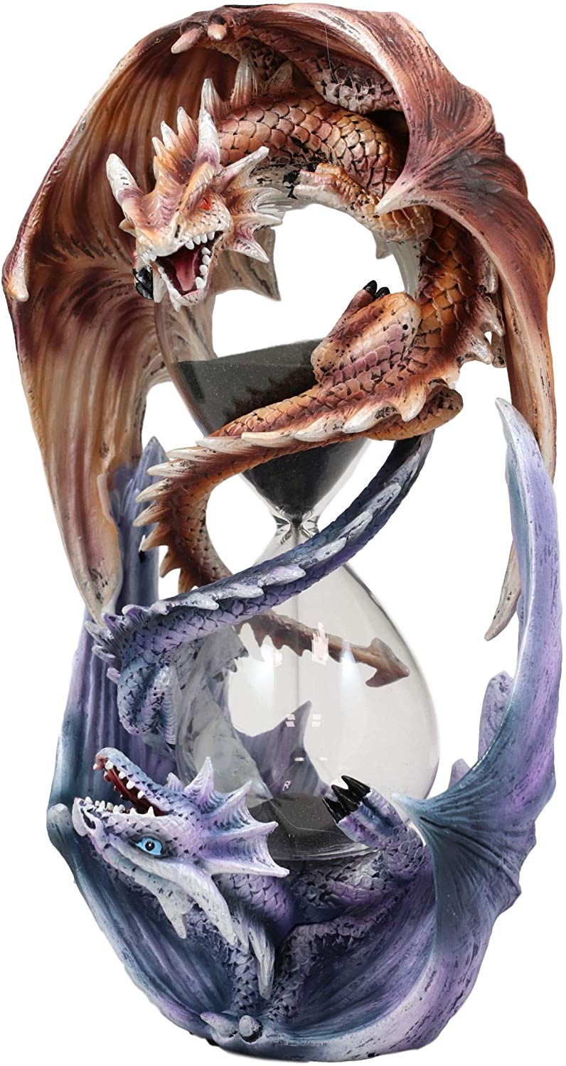 Ebros Invertible Elemental Ice and Fire Dual Dragon Sandtimer 7.5"H Anne Stokes