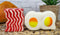 American Breakfast Bacon And Sunny Side Up Eggs Ceramic Salt And Pepper Shakers