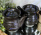 Pack of 2 Speckled Black Blue Japanese Tenmoku Porcelain Soy Sauce Dispensers