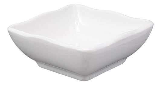 Ebros Contemporary Wavy Artistic Design White Porcelain Condiments Ketchup Mustard BBQ Soy Sauce Dipping Bowl or Dish 2oz Pack of 6 Bowls - Ebros Gift