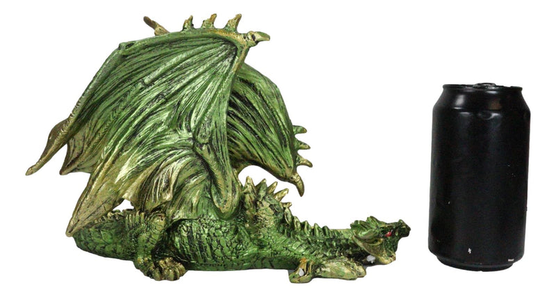 Silent Killer Fantasy Gothic Prowling Green Metallic Dragon Decorative Figurine