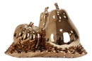 Glam Bronze Ceramic Decorative Fruit Assortment With Basket Tray Plate Accent