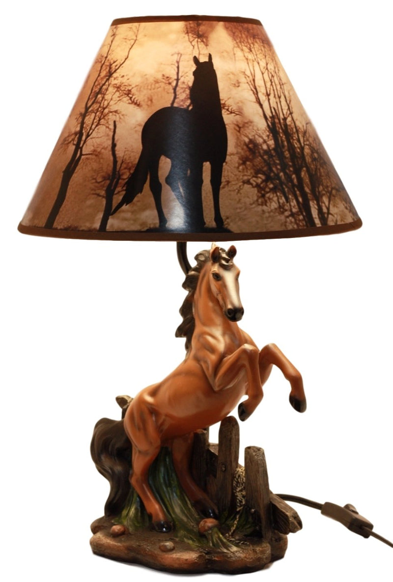 Ebros Rearing Wild Chestnut Horse Stallion Desktop Table Lamp With Shade Home Decor