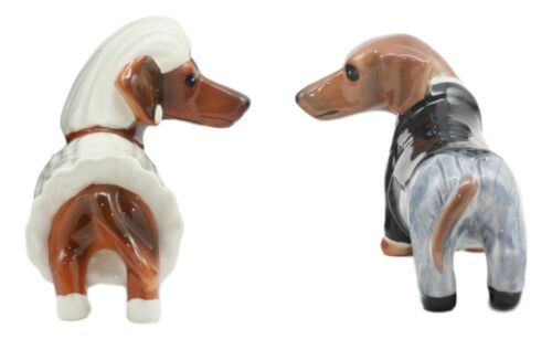 Lovely Wedding Bride and Groom Doxies Dachshunds Salt and Pepper Shaker Set