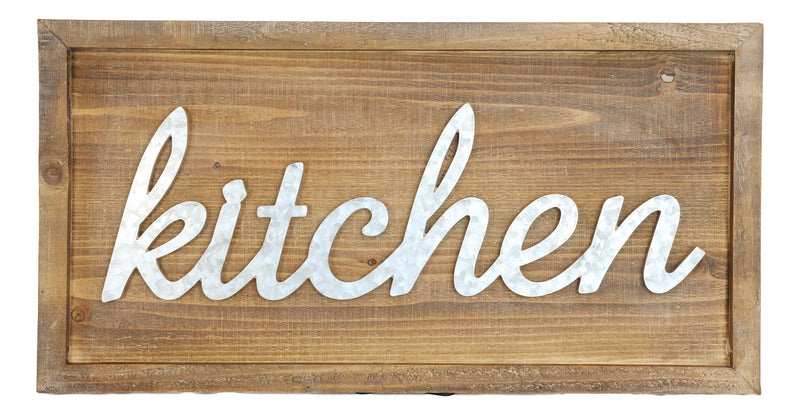 Wood And Galvanized Metal Kitchen Word Art Plank Wall Plaque Sign Home Accent