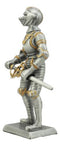Ebros Medieval Pewter English Knight Drawing Sword Statue 4"H Medieval Suit Of Armor
