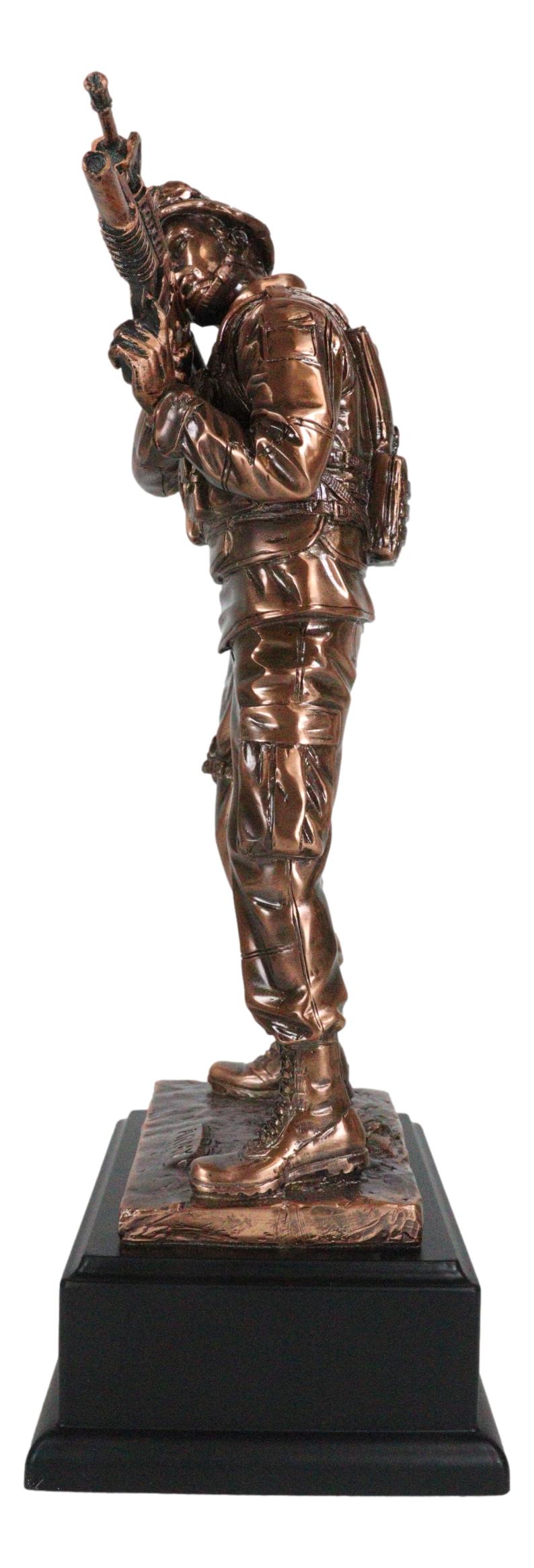 Ebros Men Of Duty Decorated Army Soldier Aiming With Rifle Figurine 11.5"Tall