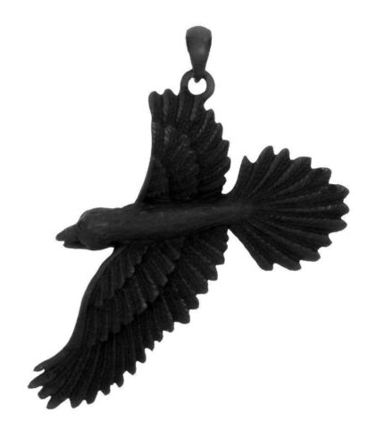 Ebros Gothic Black Raven Crow Scavenger Pendant Medallion Pewter Necklace
