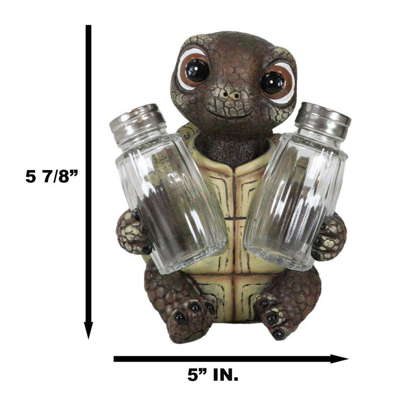 Shell Spice Marine Baby Tortoise Turtle Salt And Pepper Shakers Holder Figurine