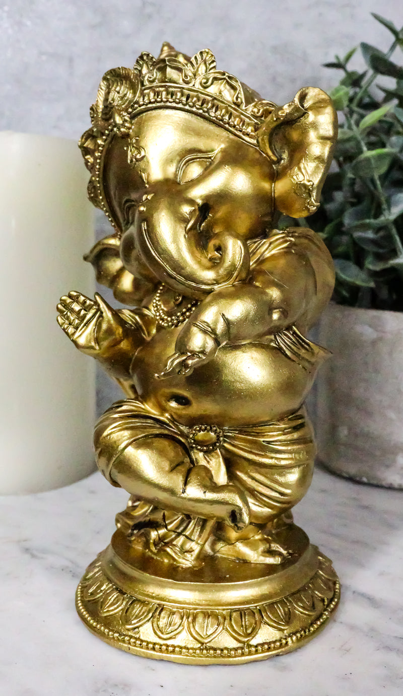 Ebros Hindu Elephant God Ritual Dancing Ganesha Golden Statue 6" H Deity of Arts Wisdom and Knowledge Decor Figurine (Dancing Ganesh)