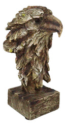 Faux Wood Carving Resin Rustic Wildlife American Bald Eagle Head Bust Figurine