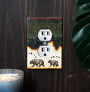 Pack of 2 Rustic Forest Bear Mother And Cub Double Receptacle Wall Outlet Plate