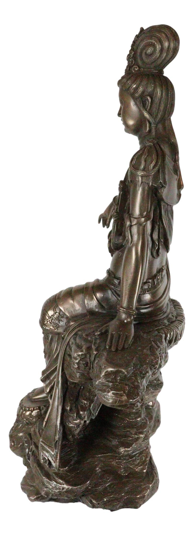 Ebros Water And Moon Goddess Kuan Yin Bodhisattva Sitting Figurine 13.75"H