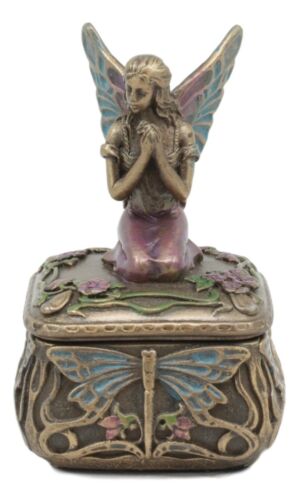 Ebros Art Nouveau Dragonfly Whisperer Fairy Fae Secret Jewelry Box 3.5"H Trinket
