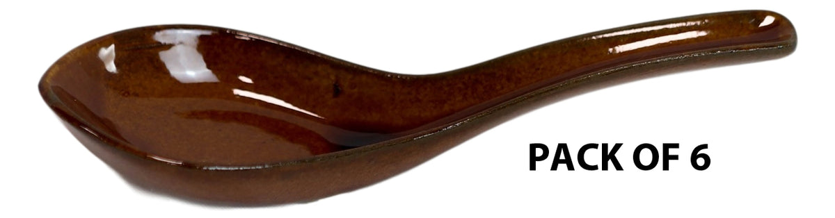 Ebros Made In Japan Modern Sleek Glazed Ceramic Cherry Red Soup Spoons Set Of 6 - Ebros Gift