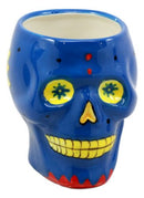 Blue Day of The Dead Floral Sugar Skull Coffee Mug In Bright Colors Drink Cup