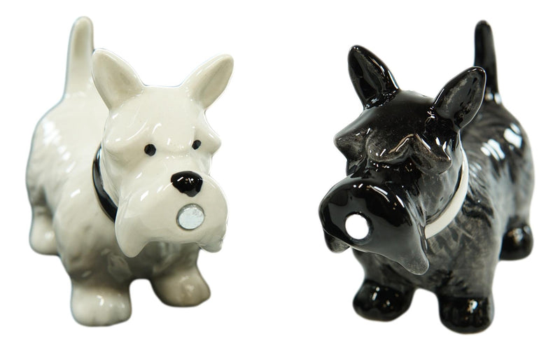 Ebros Kissing Scottie Scottish Terrier Dogs Ceramic Salt And Pepper Shakers Set Decor