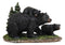 7.75" Long Realistic Black Momma Bear Piggybacking Her Cub By A Pine Tree Statue