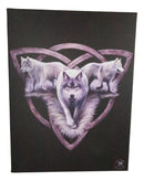 Ebros Anne Stokes Wolf Trio Direwolf Trinity Wood Framed Picture Canvas Wall Decor