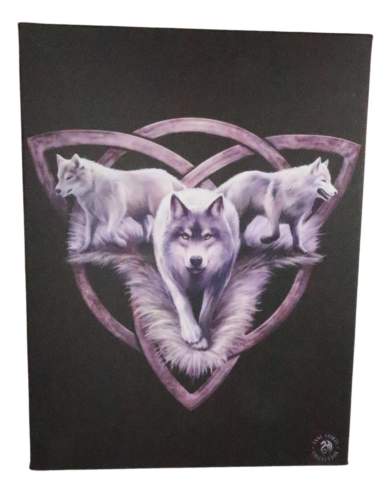 Ebros Anne Stokes Wolf Trio Direwolf Trinity Wood Framed Picture Canvas Wall Decor