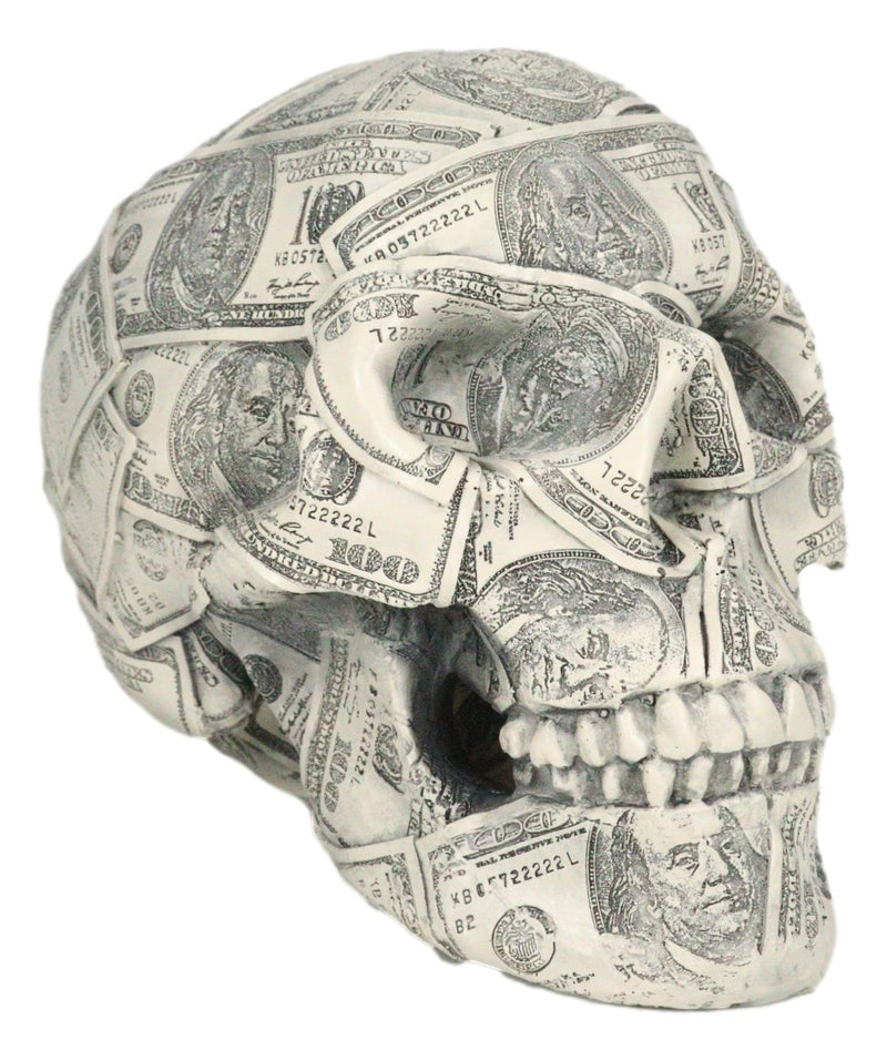 Fortune Lottery Benjamin Franklins Bank C-Note Money Bill Prints Skull Figurine