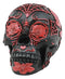 Ebros Day of The Dead Spider Web Floral Red Rose Sugar Skull Figurine