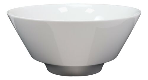Contemporary Large White Porcelain Trapezoid Round Bowls 44oz 8.5"Dia Set Of 6