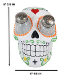 Day of The Dead Tattoo White Sugar Skull Salt And Pepper Shakers Holder Figurine