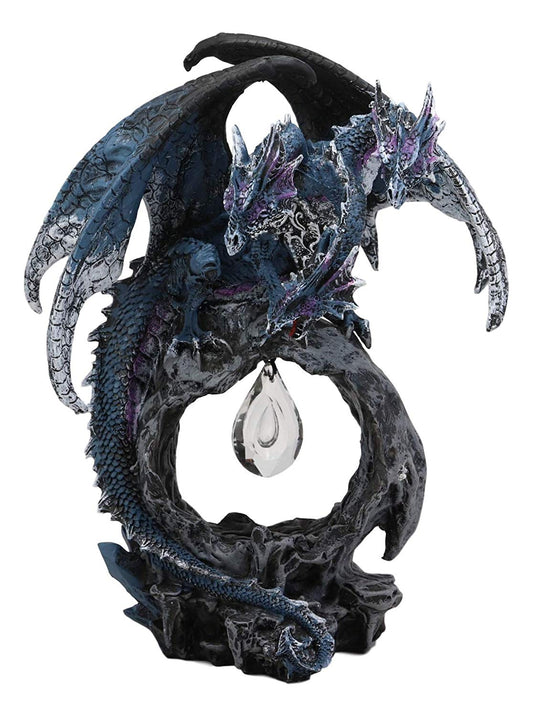 Ebros Gift 3 Headed Hydra Dragon Protecting Rune Crystal Decorative Figurine 9.75" Tall (Midnight Blue and Purple Drake) - Ebros Gift