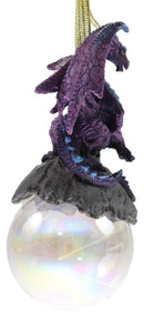 Ruth Thompson Midnight Dragon Perching On Glass Ball 5.25"H Ornament Figurine