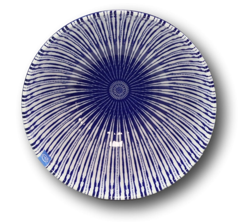 Pack Of 6 Artistic Blue Stripes 'Focus' Cereal Soup Pasta Ceramic Bowls 20oz