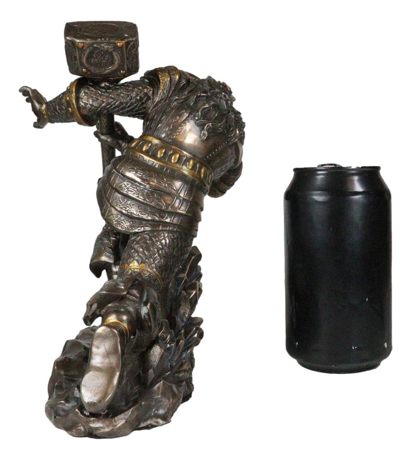 Asgard God Of Thunder Thor Wielding Mjolnir Hammer Figurine Charging Thor Statue