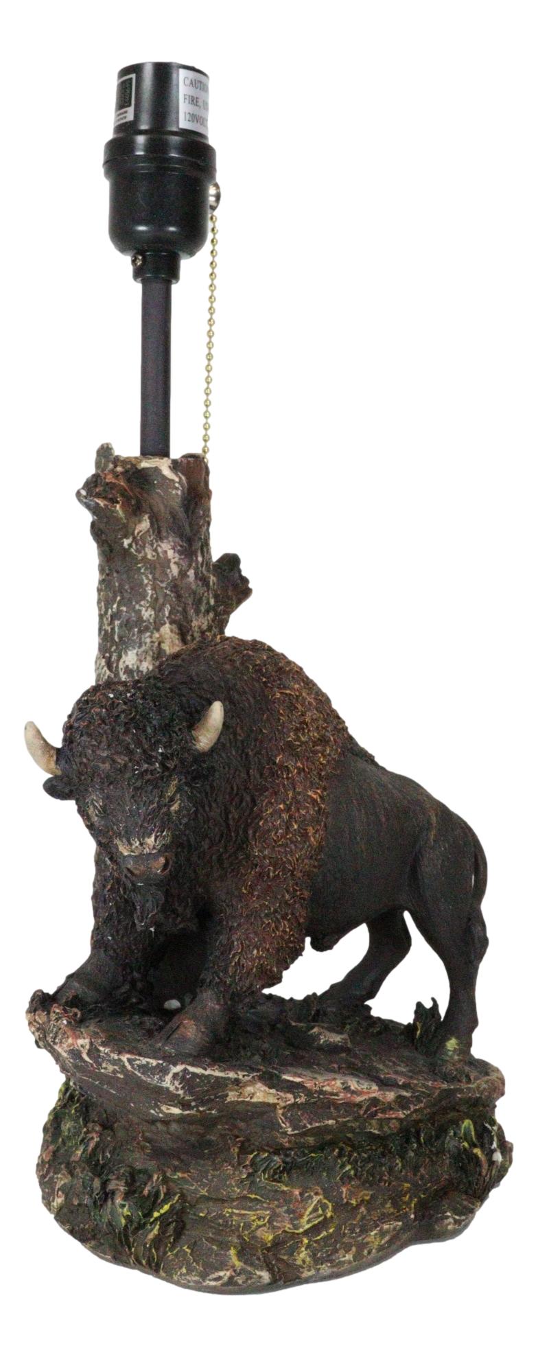 Western Plains Bison Buffalo On Sloped Rocks By Tree Stump Desktop Tab ...