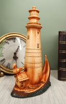 Ebros 9"H Nautical Lighthouse On A Giant Boat Deck with A Seagull Statue