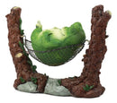 Lazy Day Whimsical Fat Frog Sleeping On Hammock Statue for Storybook Tale Animal