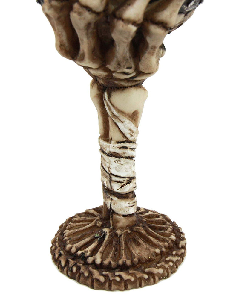 Ebros Skeleton Hand Bones Wine Chalice Goblet 6oz Cup Mummy Grip Of Death