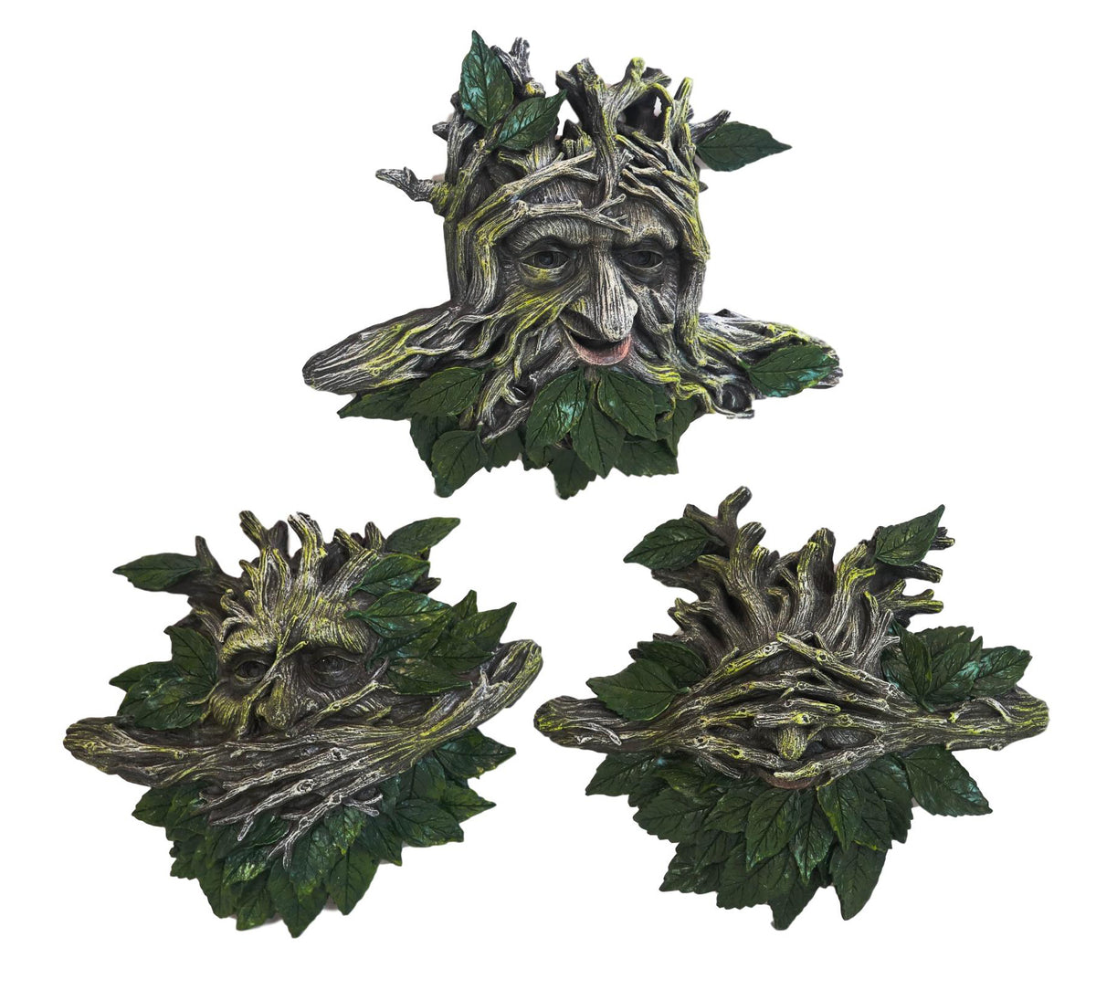 Ebros Celtic Greenman See, Hear, Speak No Evil Sculpture Wall Plaques Set of 3