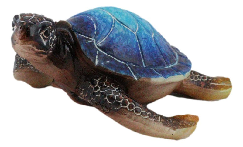 Nautical Ocean Blue Hues Giant Sea Turtle Swimming Decorative Figurine Tortoise