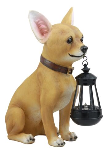 Picante Mexican Chihuahua Dog Decor Path Lighter Statue With Solar LED Lantern