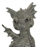 Whimsical Dainty Garden Dragon Sitting Figurine Faux Stone Fantasy Decor